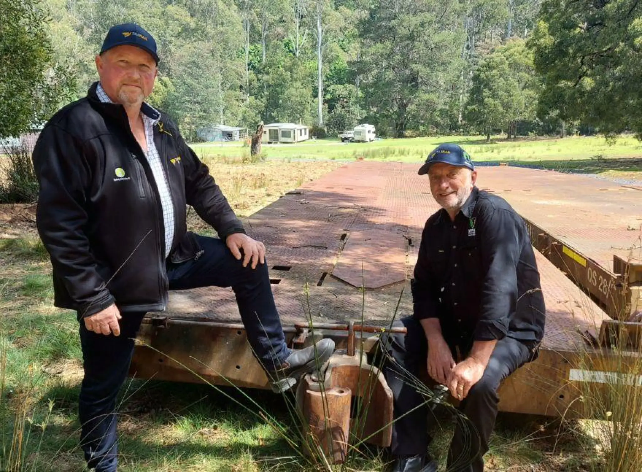 TasRail CEO Steven Dietrich with Wings Wildlife Park team member